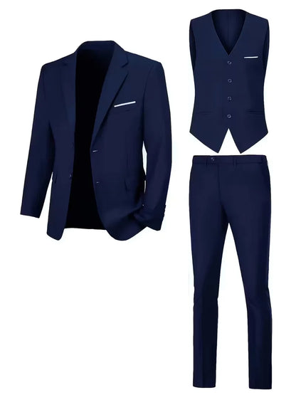 Costume trois pièces pour homme, coupe slim et finition brillante