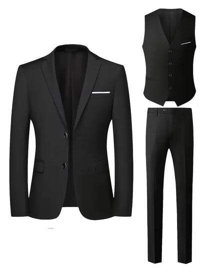Costume trois pièces pour homme, coupe slim et finition brillante