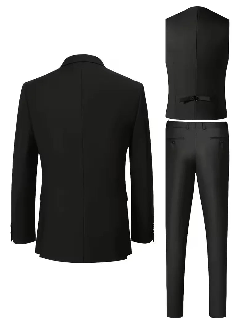 Costume trois pièces pour homme, coupe slim et finition brillante