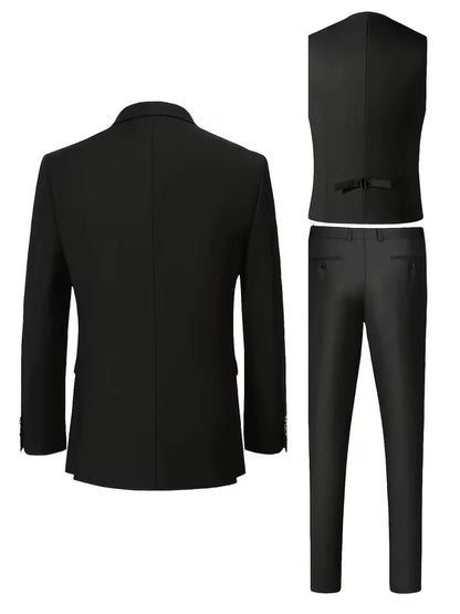 Costume trois pièces pour homme, coupe slim et finition brillante