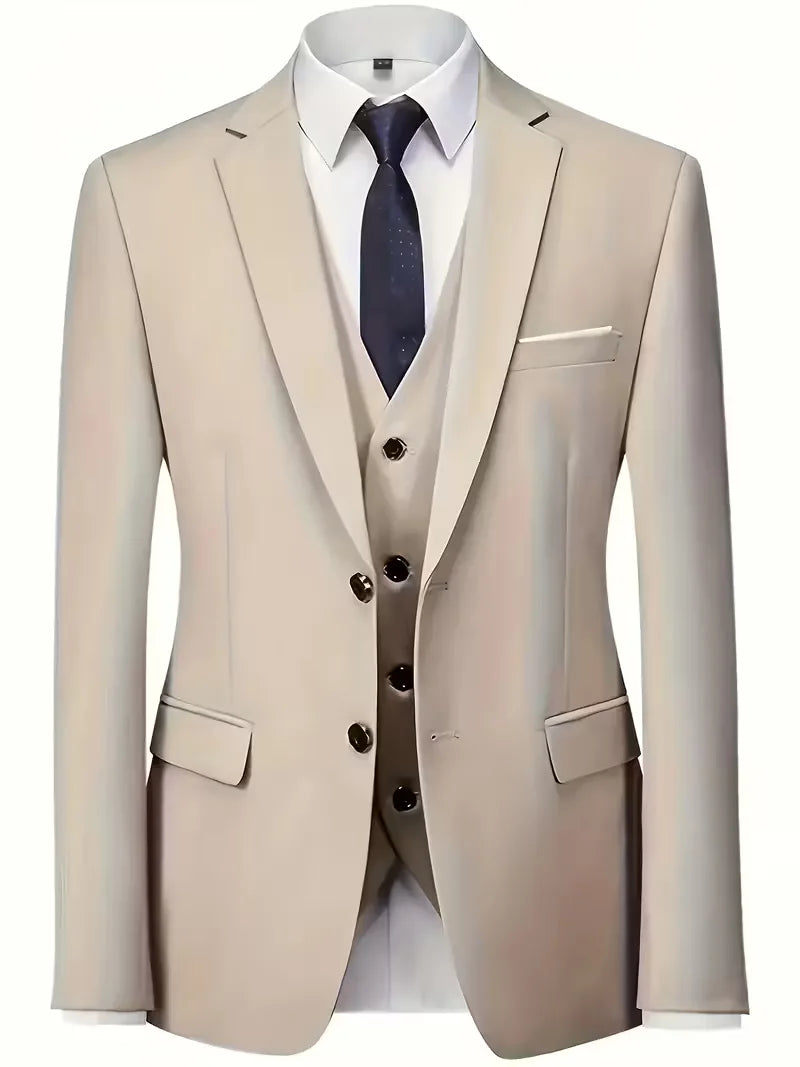 Costume trois pièces pour homme, coupe slim et finition brillante