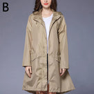 Impermeable largo para mujer con capucha