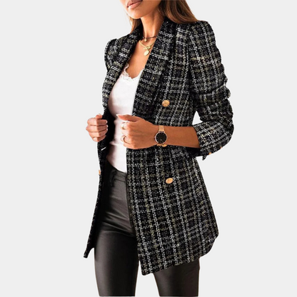 Shella - Long Blazer with Flap Pockets for Women