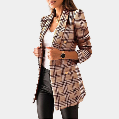 Shella - Long Blazer with Flap Pockets for Women