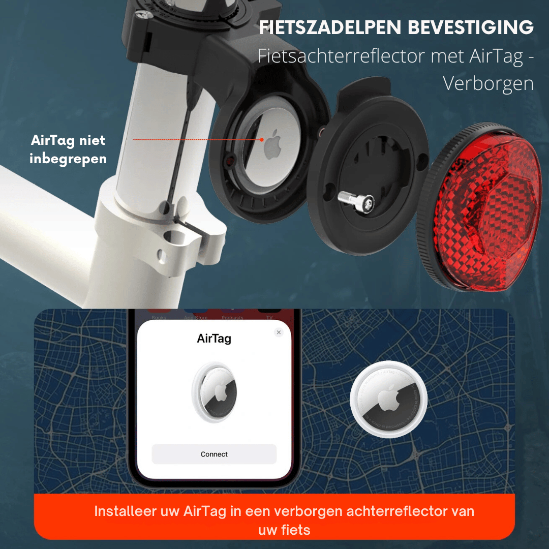 Rejtett kerékpáros GPS-tartó - Apple AirTaghez és Garminhoz