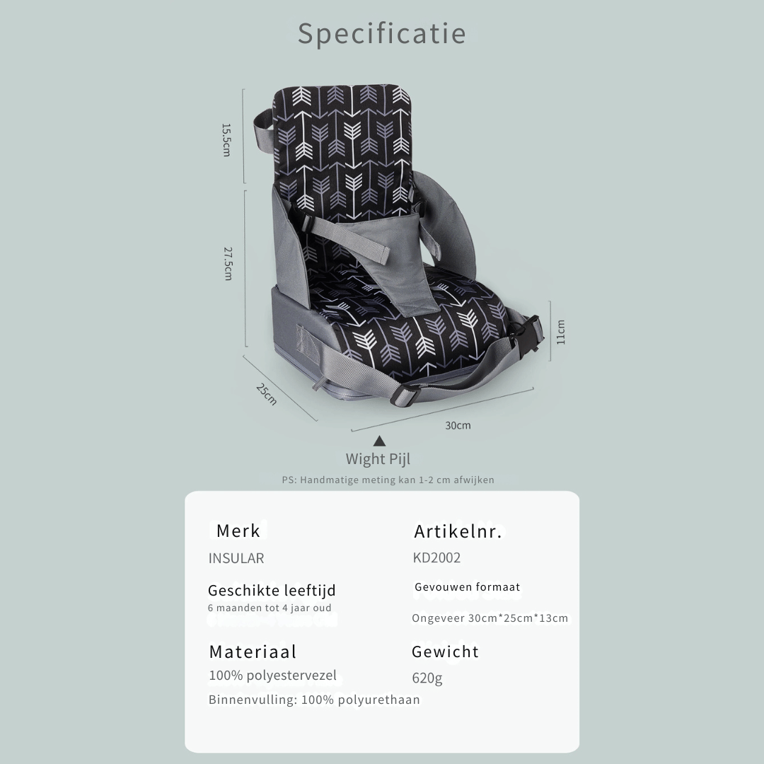 Child Booster Seat - Washable Seat with Safety Belt