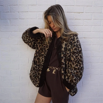 Dyosa - Stylish coat with leopard print for women