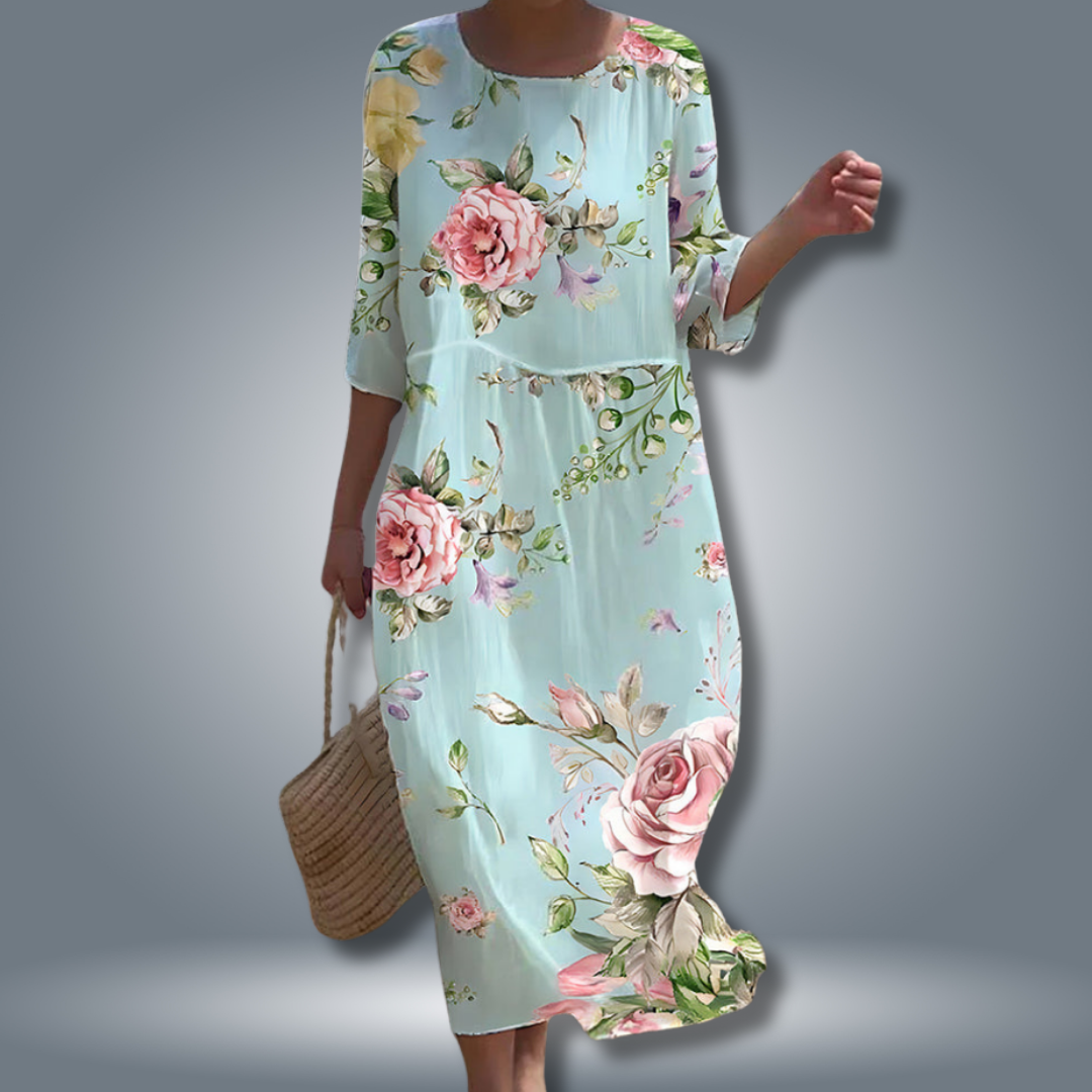 Sommerkleid für Damen mit abstraktem Blumenmuster und A-Linie