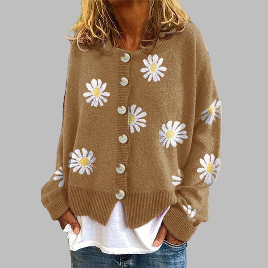 Suéter de punto floral para mujer