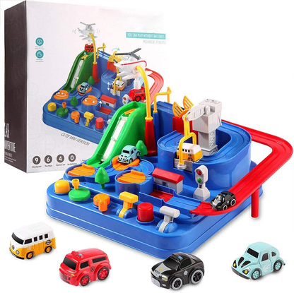 Educational car toy with accessories|mechanical racetrack