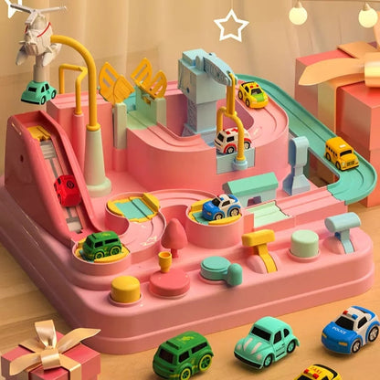 Educational car toy with accessories|mechanical racetrack
