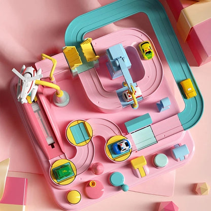 Educational car toy with accessories|mechanical racetrack