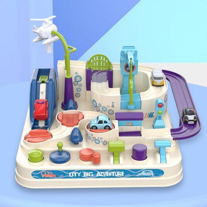 Educational car toy with accessories|mechanical racetrack