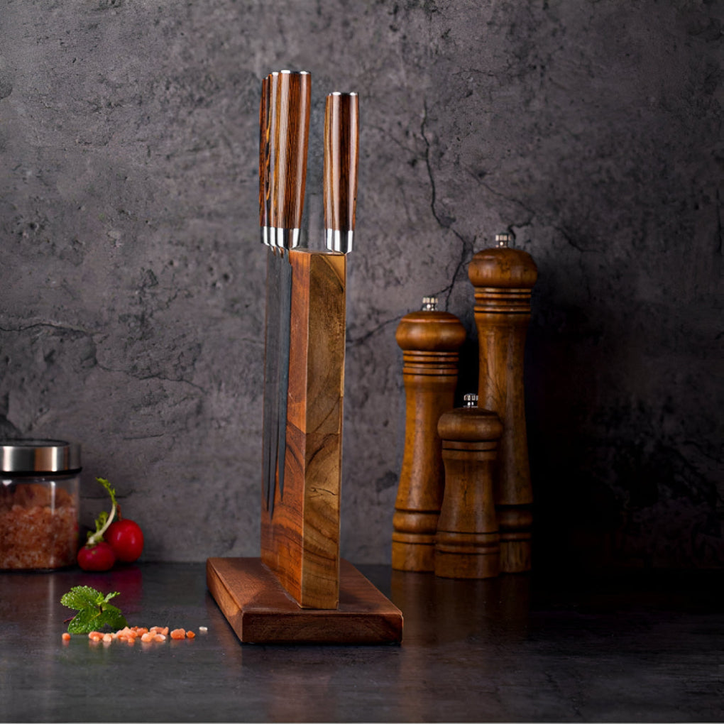 Efficient Kitchen Storage: Magnetic Wooden Knife Block