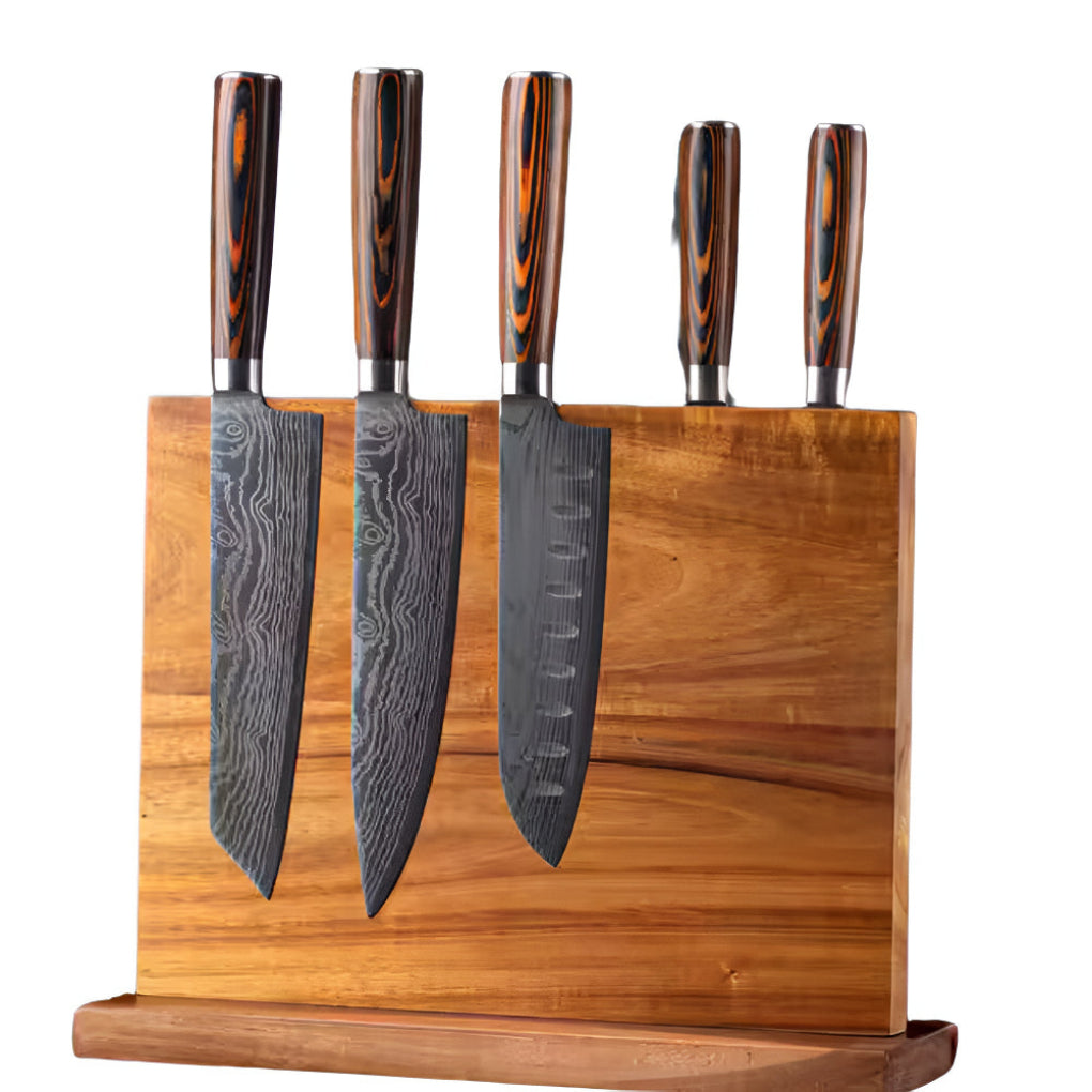 Efficient Kitchen Storage: Magnetic Wooden Knife Block
