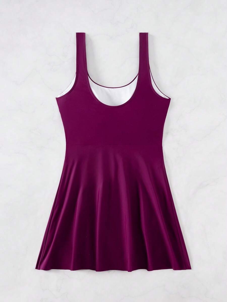 Effortless Round Neck Beach Dress for Vacation & Swimwear