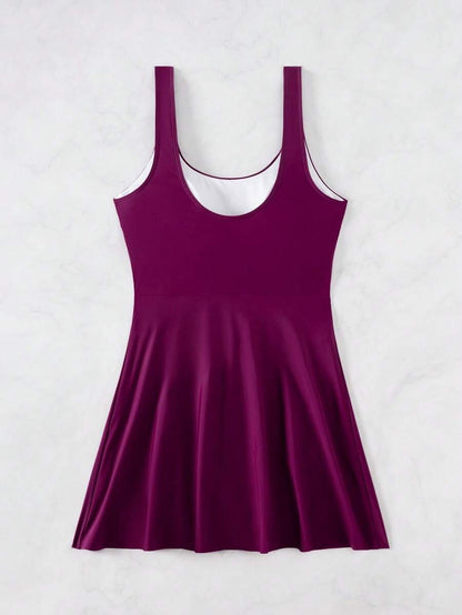 Effortless Round Neck Beach Dress for Vacation & Swimwear