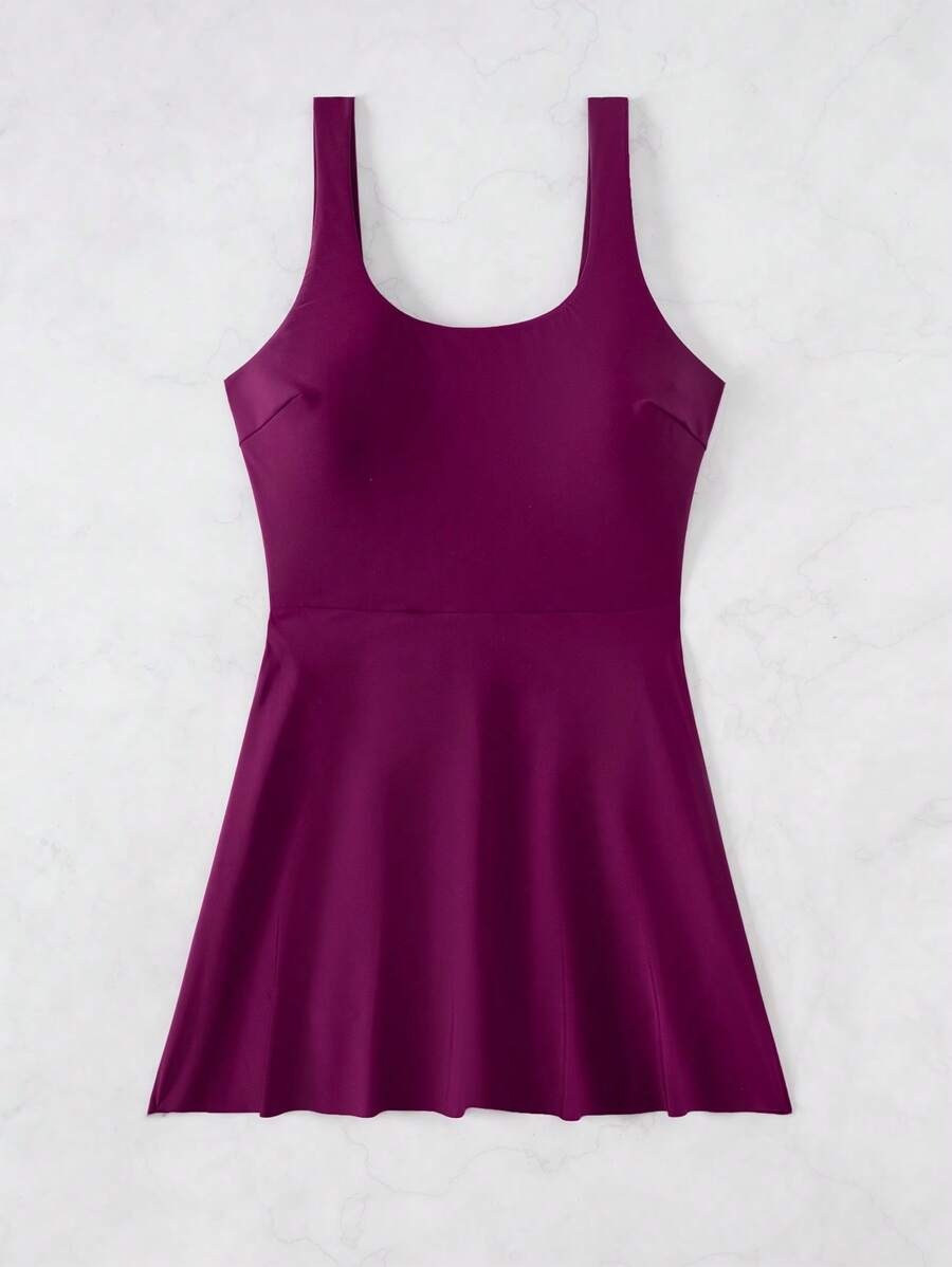 Effortless Round Neck Beach Dress for Vacation & Swimwear