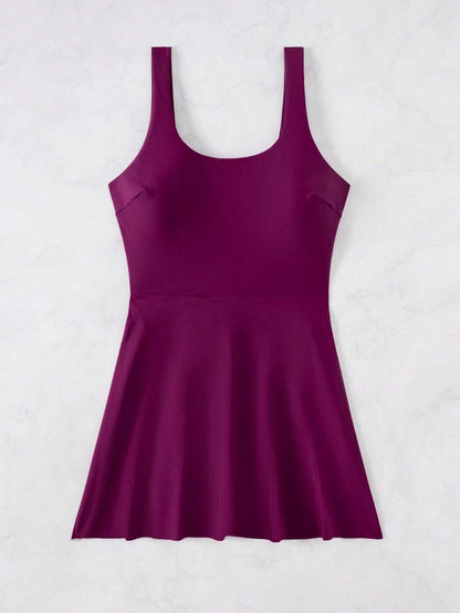 Effortless Round Neck Beach Dress for Vacation & Swimwear