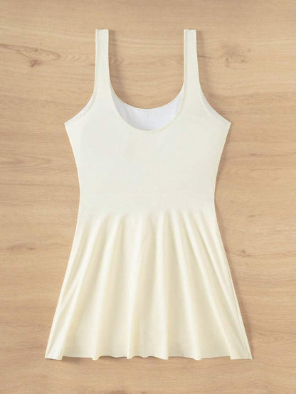 Effortless Round Neck Beach Dress for Vacation & Swimwear