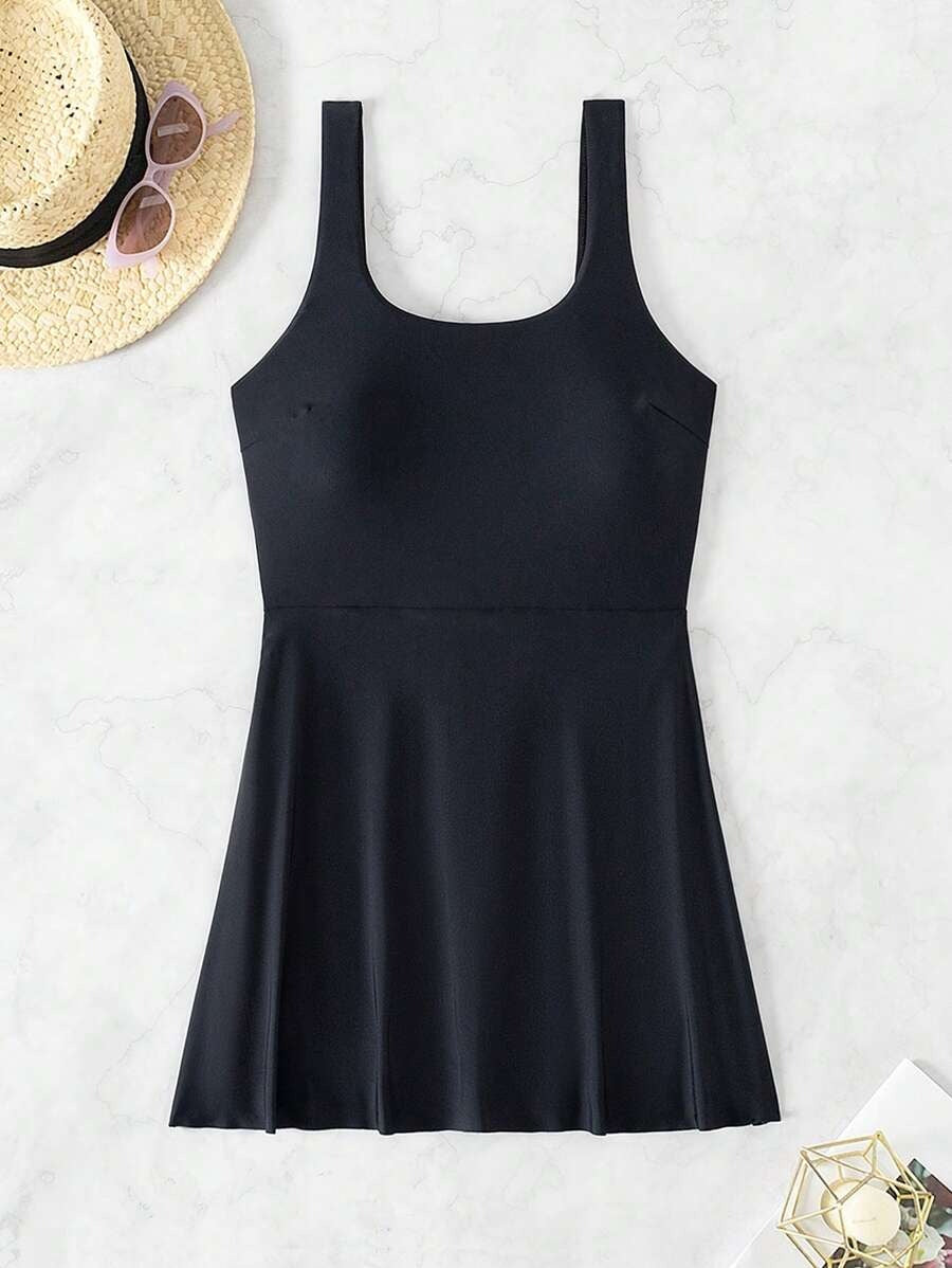 Effortless Round Neck Beach Dress for Vacation & Swimwear