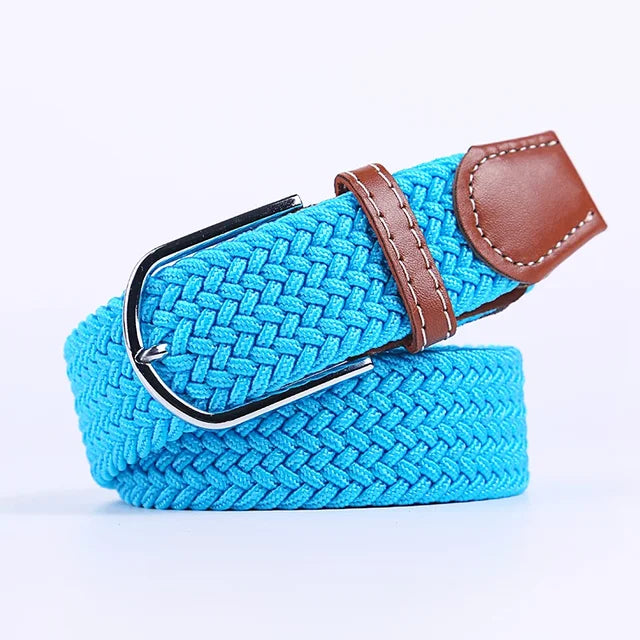 Elastic Leather Belt with Stylish Buckle