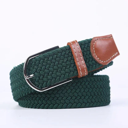 Elastic Leather Belt with Stylish Buckle