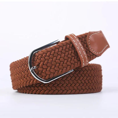 Elastic Leather Belt with Stylish Buckle