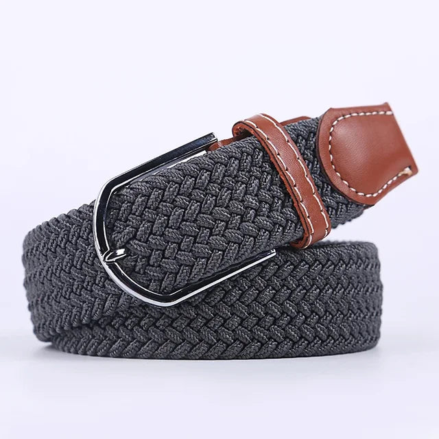 Elastic Leather Belt with Stylish Buckle