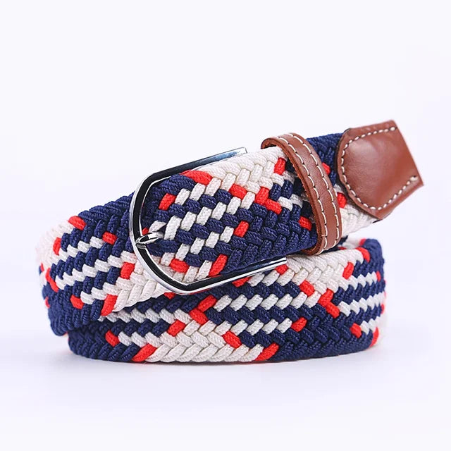 Elastic Leather Belt with Stylish Buckle