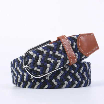 Elastic Leather Belt with Stylish Buckle