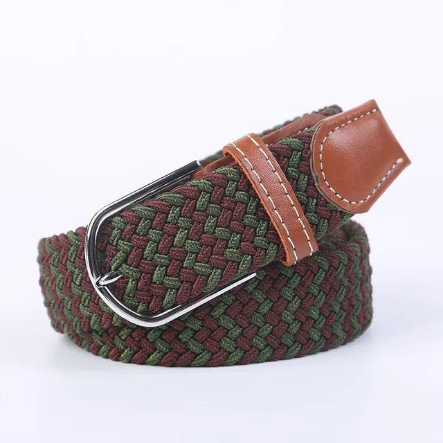 Elastic Leather Belt with Stylish Buckle
