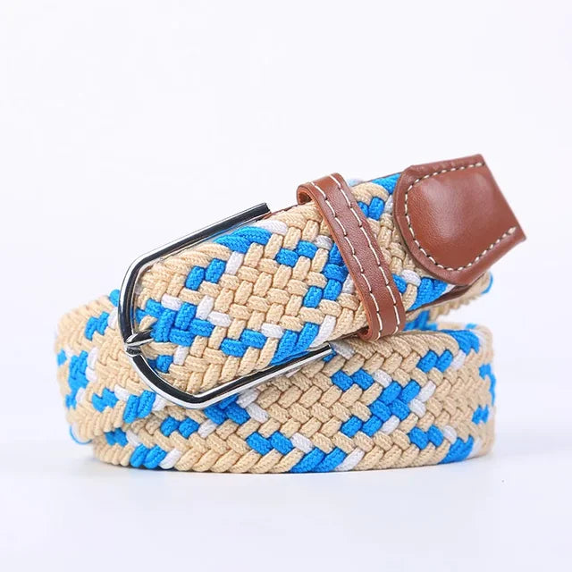 Elastic Leather Belt with Stylish Buckle