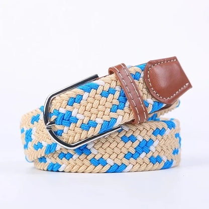 Elastic Leather Belt with Stylish Buckle