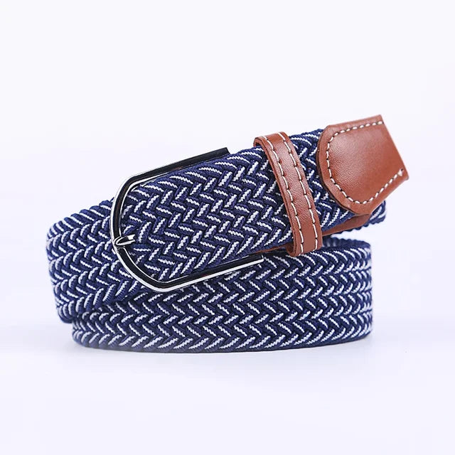 Elastic Leather Belt with Stylish Buckle