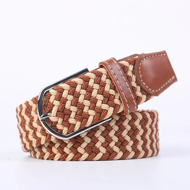 Elastic Leather Belt with Stylish Buckle