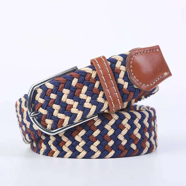 Elastic Leather Belt with Stylish Buckle