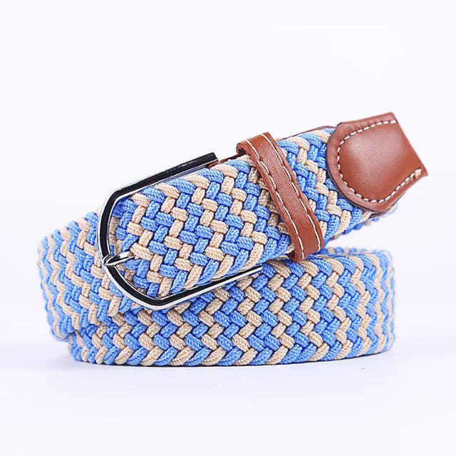 Elastic Leather Belt with Stylish Buckle