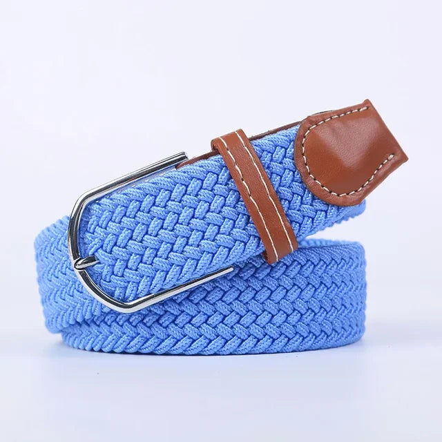 Elastic Leather Belt with Stylish Buckle