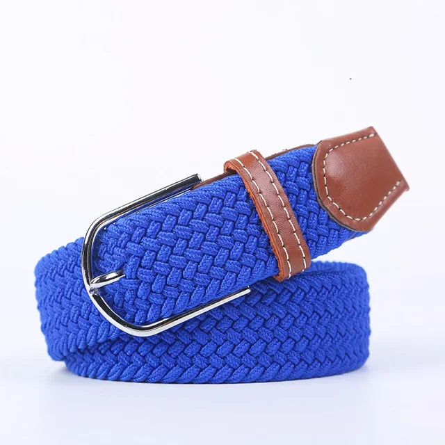 Elastic Leather Belt with Stylish Buckle