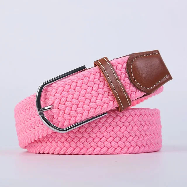 Elastic Leather Belt with Stylish Buckle