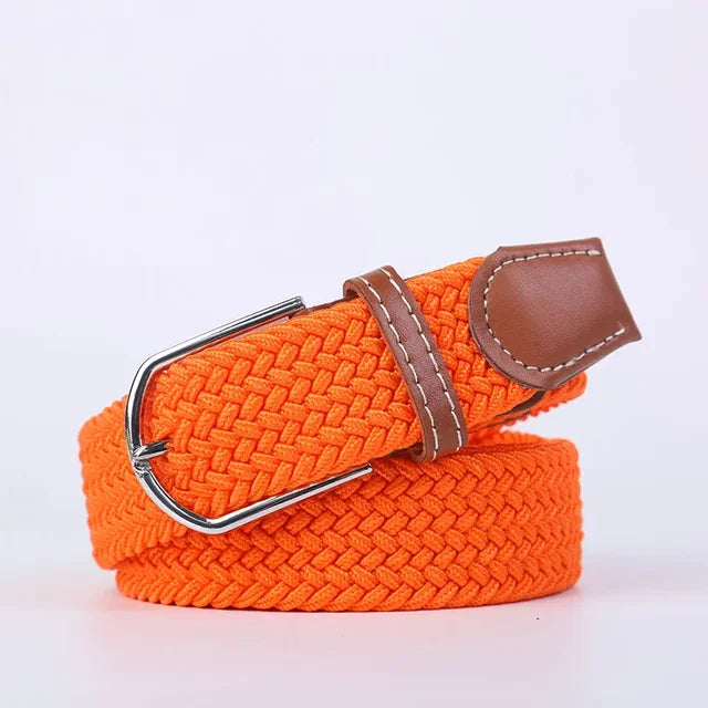 Elastic Leather Belt with Stylish Buckle