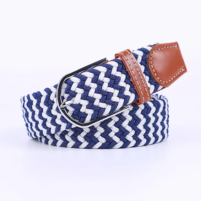 Elastic Leather Belt with Stylish Buckle
