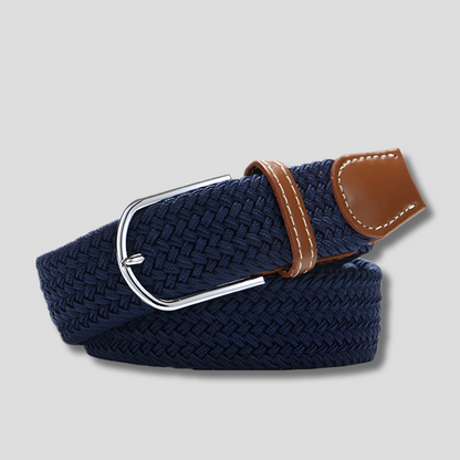 Elastic Leather Belt with Stylish Buckle