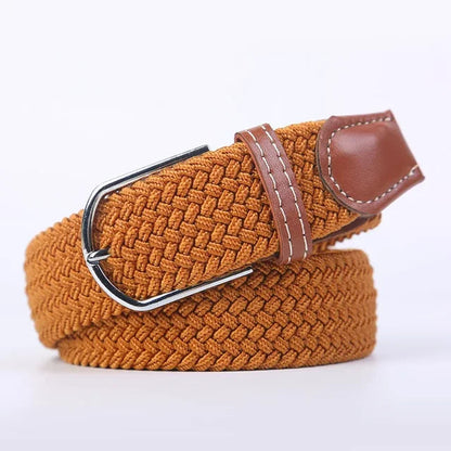 Elastic Leather Belt with Stylish Buckle
