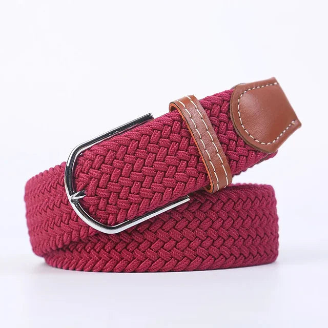 Elastic Leather Belt with Stylish Buckle
