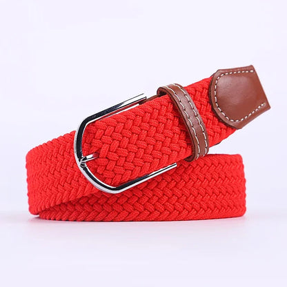 Elastic Leather Belt with Stylish Buckle