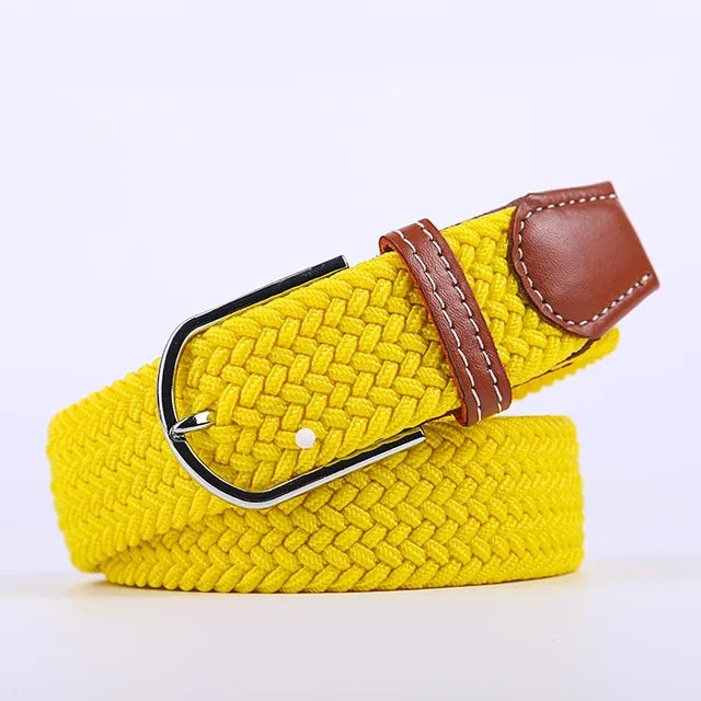 Elastic Leather Belt with Stylish Buckle
