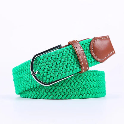 Elastic Leather Belt with Stylish Buckle