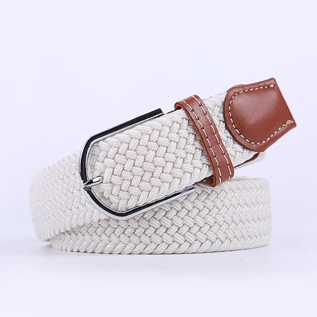 Elastic Leather Belt with Stylish Buckle
